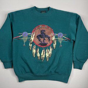 Vintage Habitat Crew Neck Sweatshirt 90's End Of Trail Native American Medium